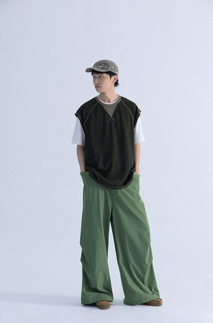 Mentmate Contrast Stitched Sleeveless Tee - Y2K Summer, 90s Grunge, Retro Style, Baby Tees Y2K