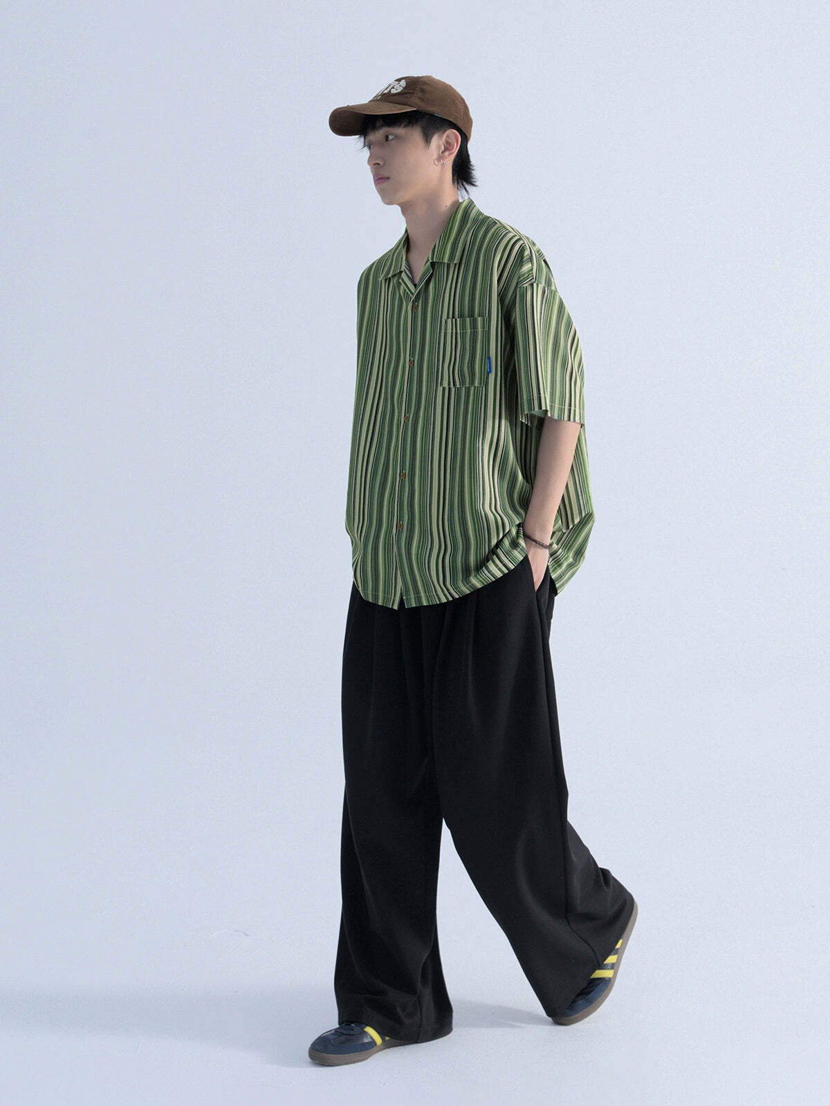 Mentmate Retro-Striped Button Up: Y2K Summer, 90s Grunge, Pastel Goth, Y2K Club & Party