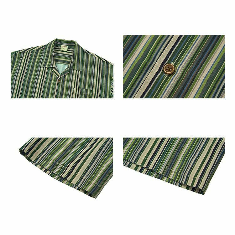 Mentmate Retro-Striped Button Up: Y2K Summer, 90s Grunge, Pastel Goth, Y2K Club & Party