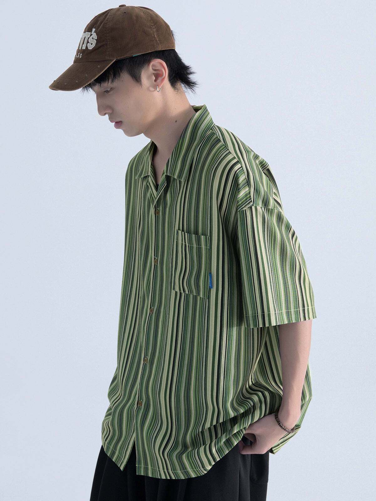 Mentmate Retro-Striped Button Up: Y2K Summer, 90s Grunge, Pastel Goth, Y2K Club & Party