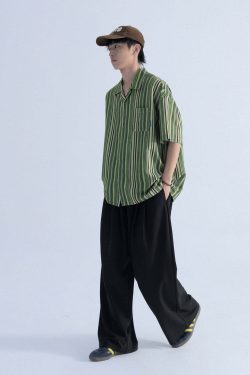 Mentmate Retro-Striped Button Up: Y2K Summer, 90s Grunge, Pastel Goth, Y2K Club & Party