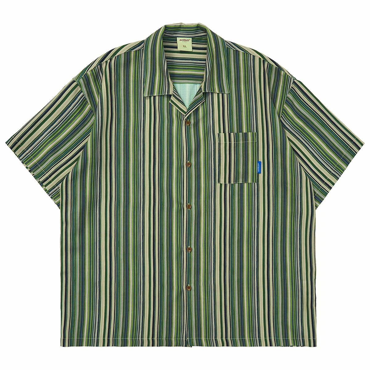 Mentmate Retro-Striped Button Up: Y2K Summer, 90s Grunge, Pastel Goth, Y2K Club & Party