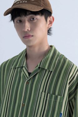 Mentmate Retro-Striped Button Up: Y2K Summer, 90s Grunge, Pastel Goth, Y2K Club & Party