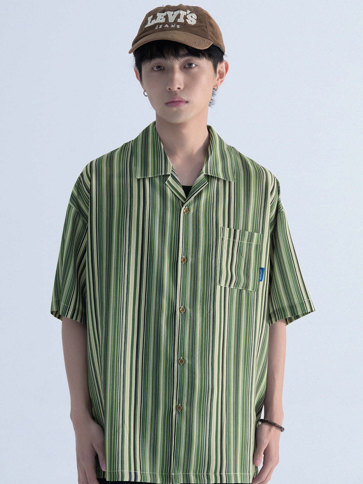 Mentmate Retro-Striped Button Up: Y2K Summer, 90s Grunge, Pastel Goth, Y2K Club & Party