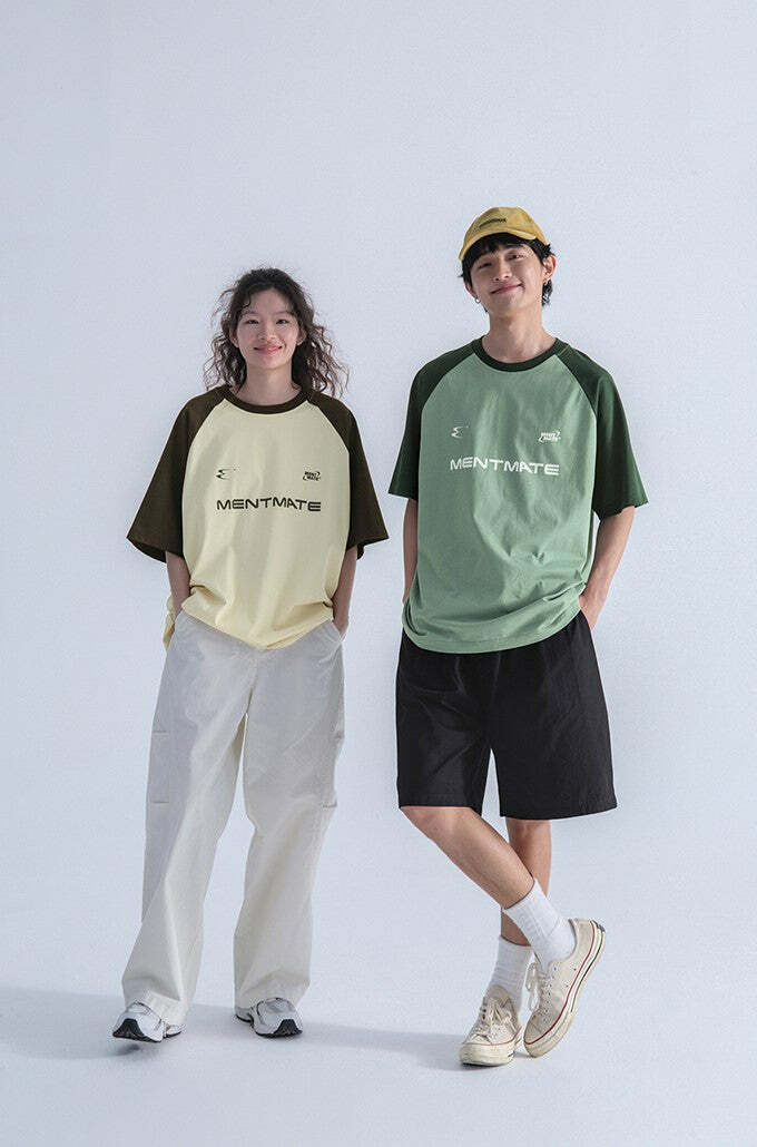 Mentmate Two-Tone Logo Tee - Y2K Summer, 90s Grunge, Retro Style, Baby Tees, Y2K Club