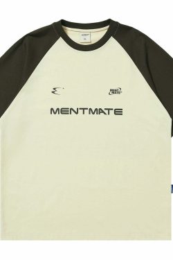 Mentmate Two-Tone Logo Tee - Y2K Summer, 90s Grunge, Retro Style, Baby Tees, Y2K Club