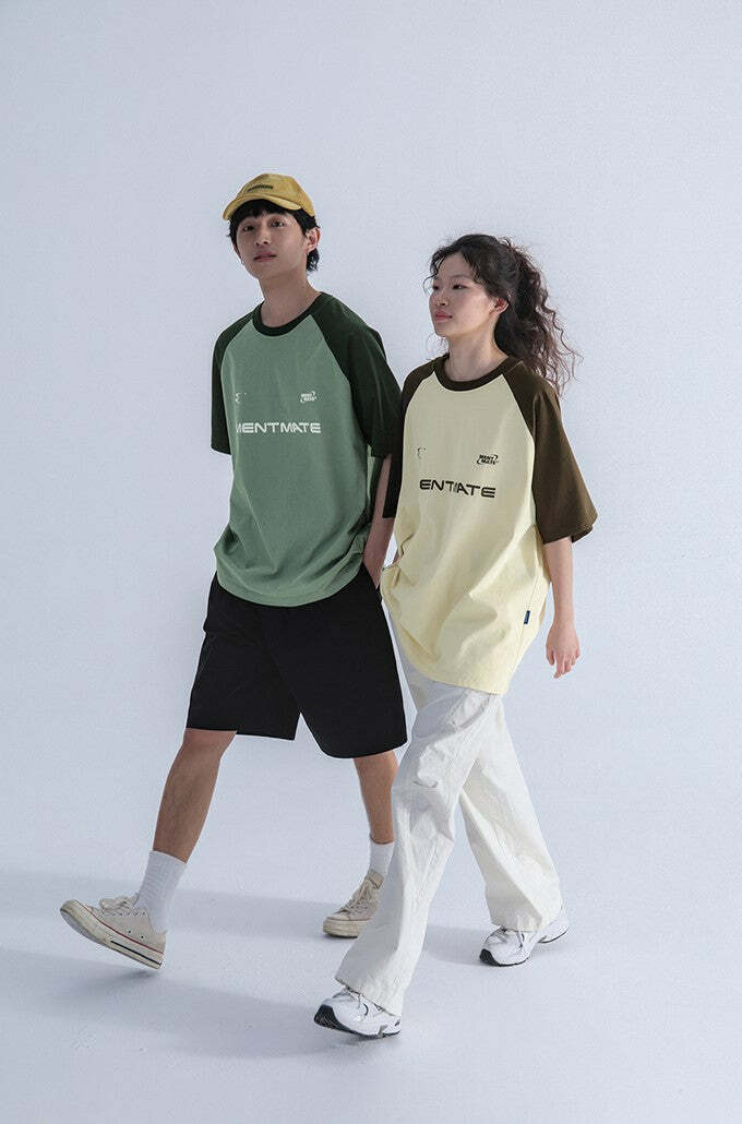 Mentmate Two-Tone Logo Tee - Y2K Summer, 90s Grunge, Retro Style, Baby Tees, Y2K Club