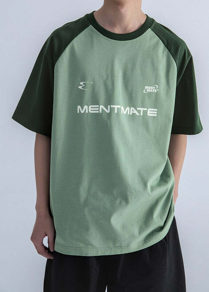 Mentmate Two-Tone Logo Tee - Y2K Summer, 90s Grunge, Retro Style, Baby Tees, Y2K Pop