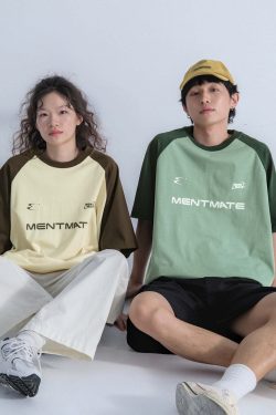 Mentmate Two-Tone Logo Tee - Y2K Summer, 90s Grunge, Retro Style, Baby Tees, Y2K Pop