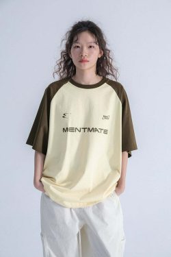 Mentmate Two-Tone Logo Tee - Y2K Summer, 90s Grunge, Retro Style, Baby Tees, Y2K Pop