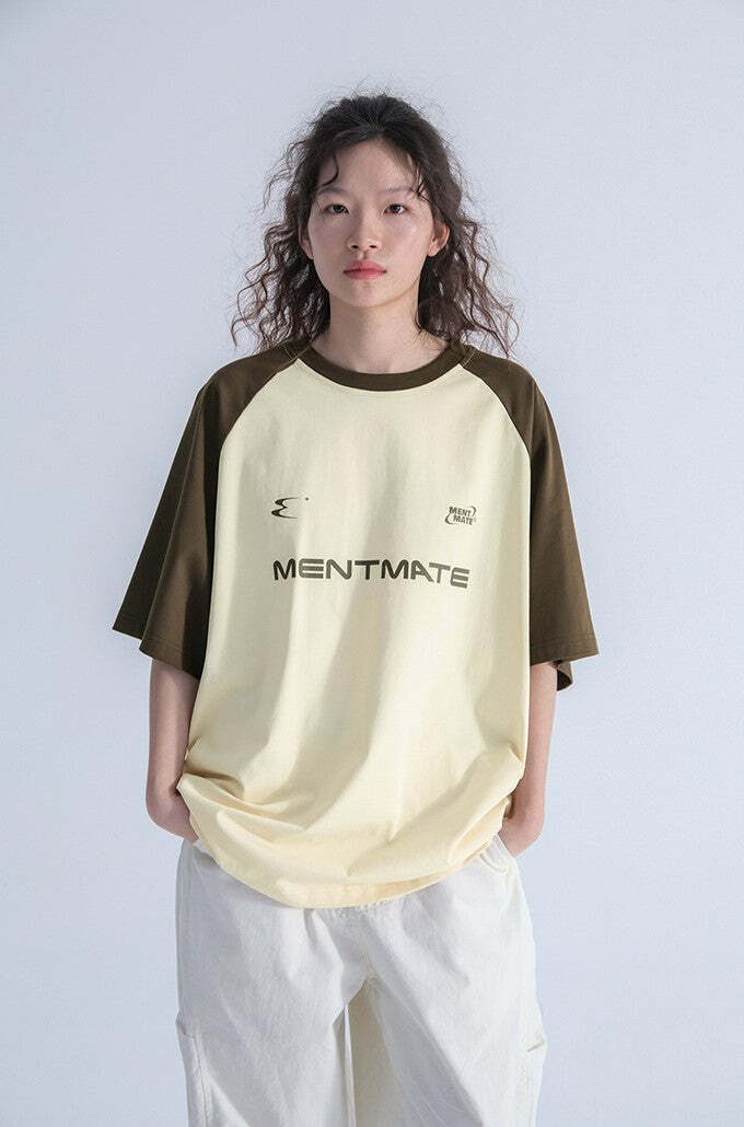 Mentmate Two-Tone Logo Tee - Y2K Summer, 90s Grunge, Retro Style, Baby Tees, Y2K Pop