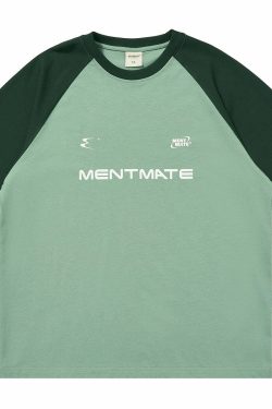 Mentmate Two-Tone Logo Tee - Y2K Summer, 90s Grunge, Retro Style, Baby Tees, Y2K Pop