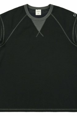 Mentmate Y2K Contrast Stitched Sleeveless Tee - Retro 90s Grunge, Summer Y2K Outfits
