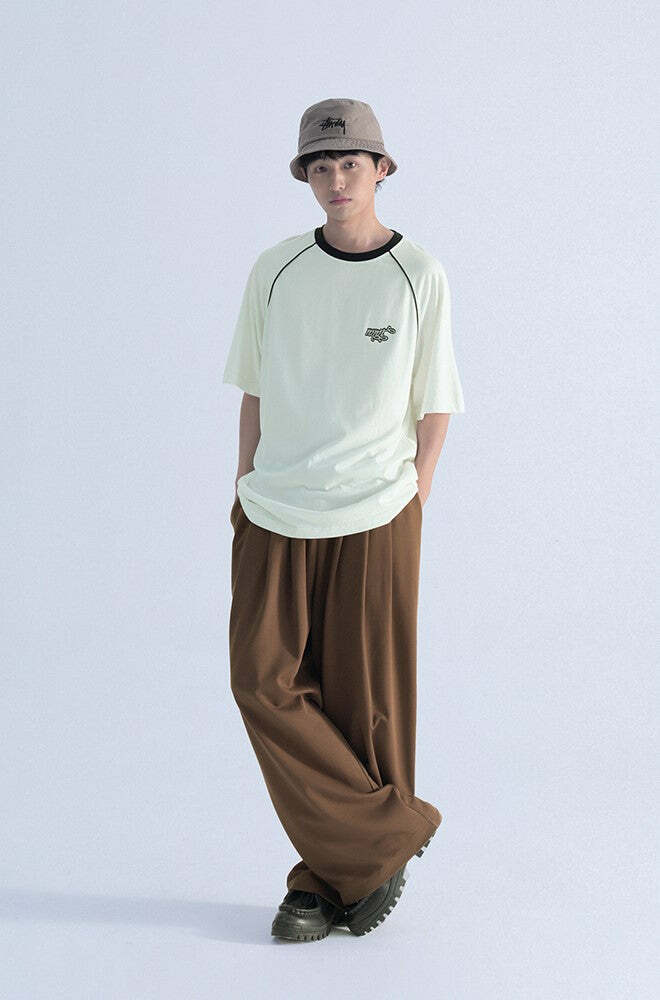 Mentmate Y2K Grunge Wide-Leg Lounge Pants - Retro 90s Summer Outfit, Pastel Goth Fashion