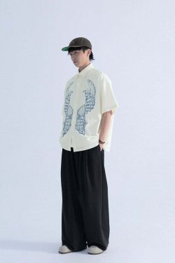 Mentmate Y2K Grunge Wide-Leg Lounge Pants - Retro 90s Summer Outfit, Pastel Goth Fashion