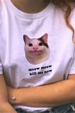 Meow Meow T-Shirt � Y2K Summer Grunge, 90s Retro, Baby Tees, Y2K Popstar & Club