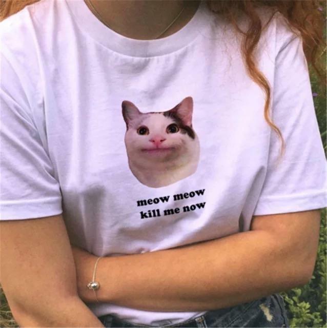 Meow Meow T-Shirt � Y2K Summer Grunge, 90s Retro, Baby Tees, Y2K Popstar & Club