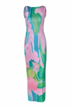 Metztli Printed Maxi Dress - Y2K Summer, 90s Grunge, Retro Style, Y2K Party & Club Outfits