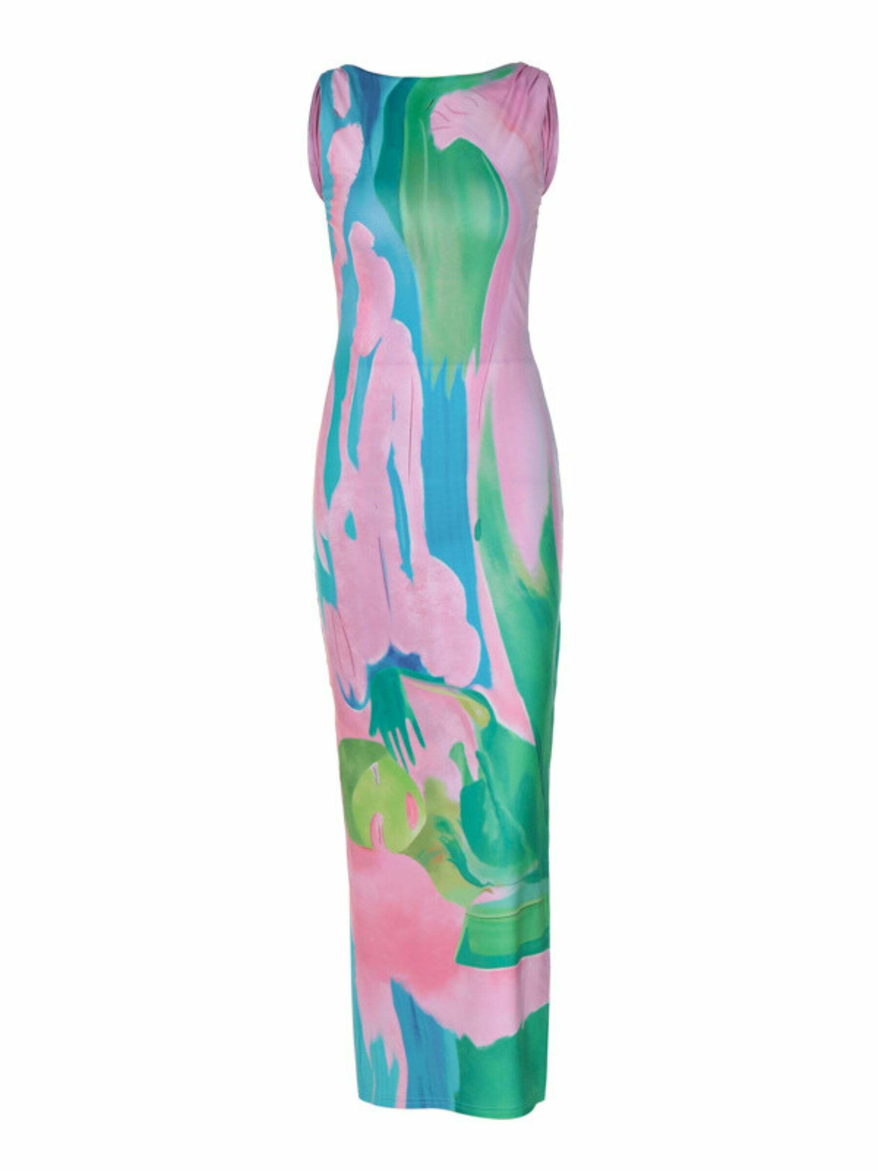 Metztli Printed Maxi Dress - Y2K Summer, 90s Grunge, Retro Style, Y2K Party & Club Outfits