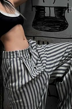 Miah Striped Casual Pants - Y2K Summer Grunge Outfit, 90s Fashion, Retro Style, Y2K Club Look