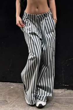 Miah Striped Casual Pants - Y2K Summer Grunge Outfit, 90s Fashion, Retro Style, Y2K Club Look