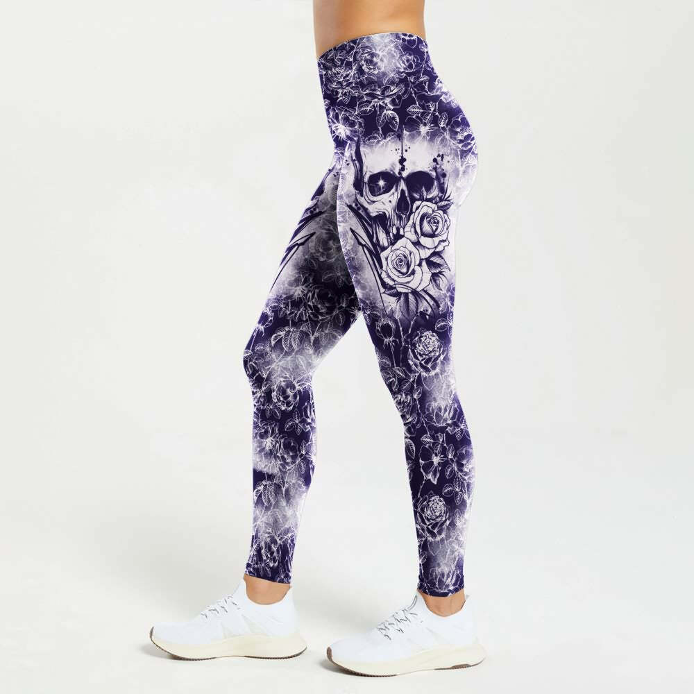 Midnight Blue Skull High Waist Leggings - Y2K Grunge, 90s Fashion, Retro Goth, Summer Y2K Outfits