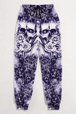 Midnight Blue Skull Joggers - Y2K Grunge, 90s Fashion, Retro Style, Gothic Y2K Outfits