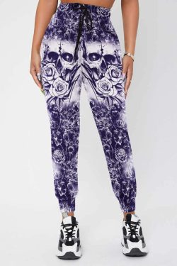 Midnight Blue Skull Joggers - Y2K Grunge, 90s Fashion, Retro Style, Gothic Y2K Outfits