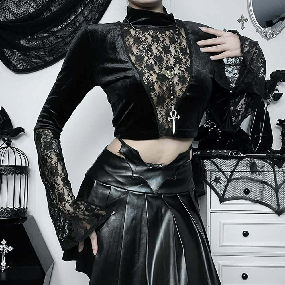 Midnight Elegance Gothic Top - Y2K Summer Grunge, 90s Fashion, Retro Style, Y2K Party Outfit
