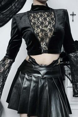 Midnight Elegance Gothic Top - Y2K Summer Grunge, 90s Fashion, Retro Style, Y2K Party Outfit