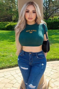 Milano Embroidered Crop Top - Y2K Summer, 90s Fashion, Grunge, Retro, Pastel Goth, Y2K