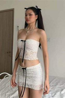 Mina Lace Skirt Set - Y2K Summer Outfit, 90s Fashion, Grunge, Retro Style, Pastel Goth