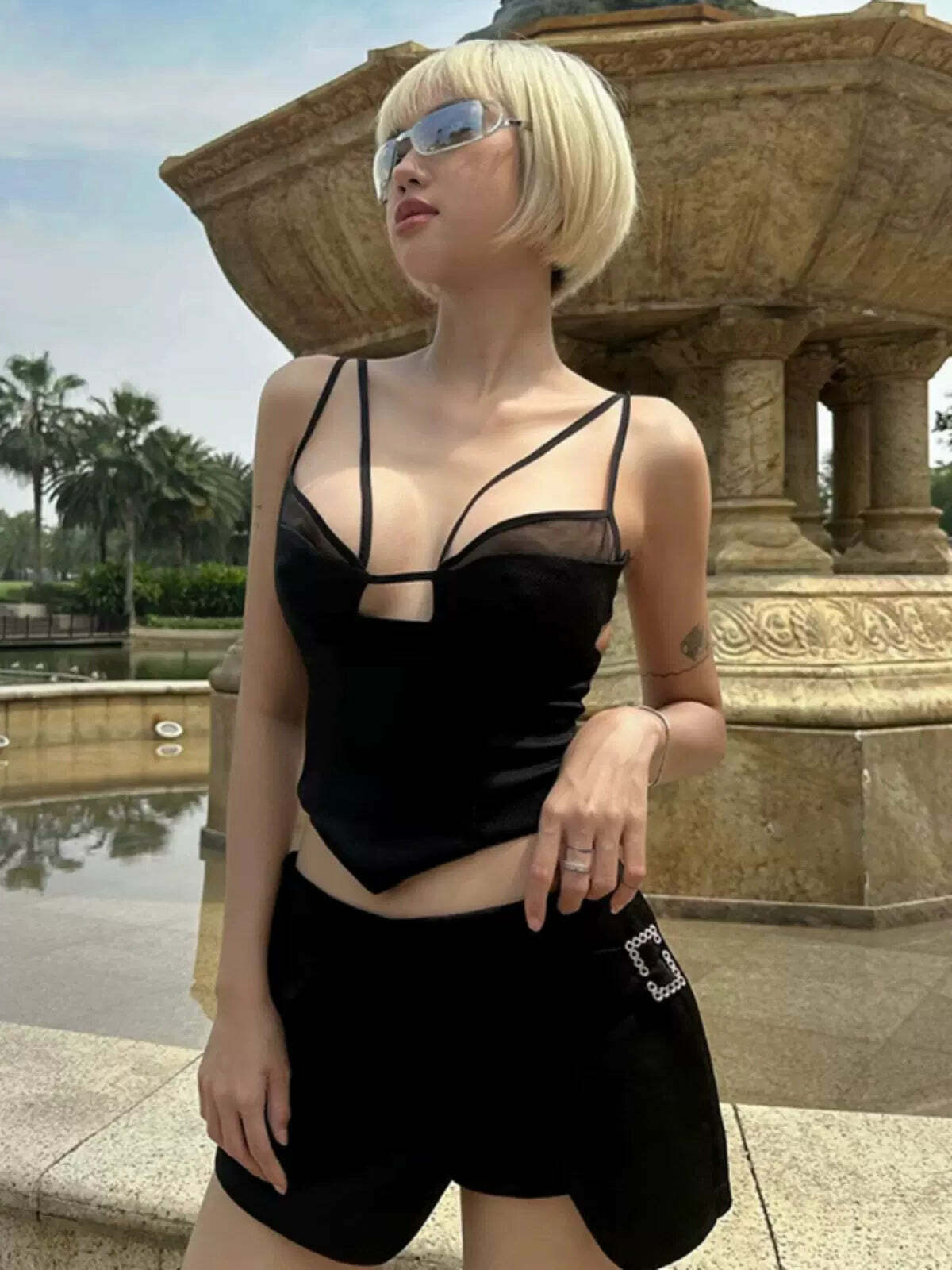 Mindy Strappy Crop Top - Y2K Summer Grunge, 90s Retro, Pastel Goth, Y2K Party & Club Out