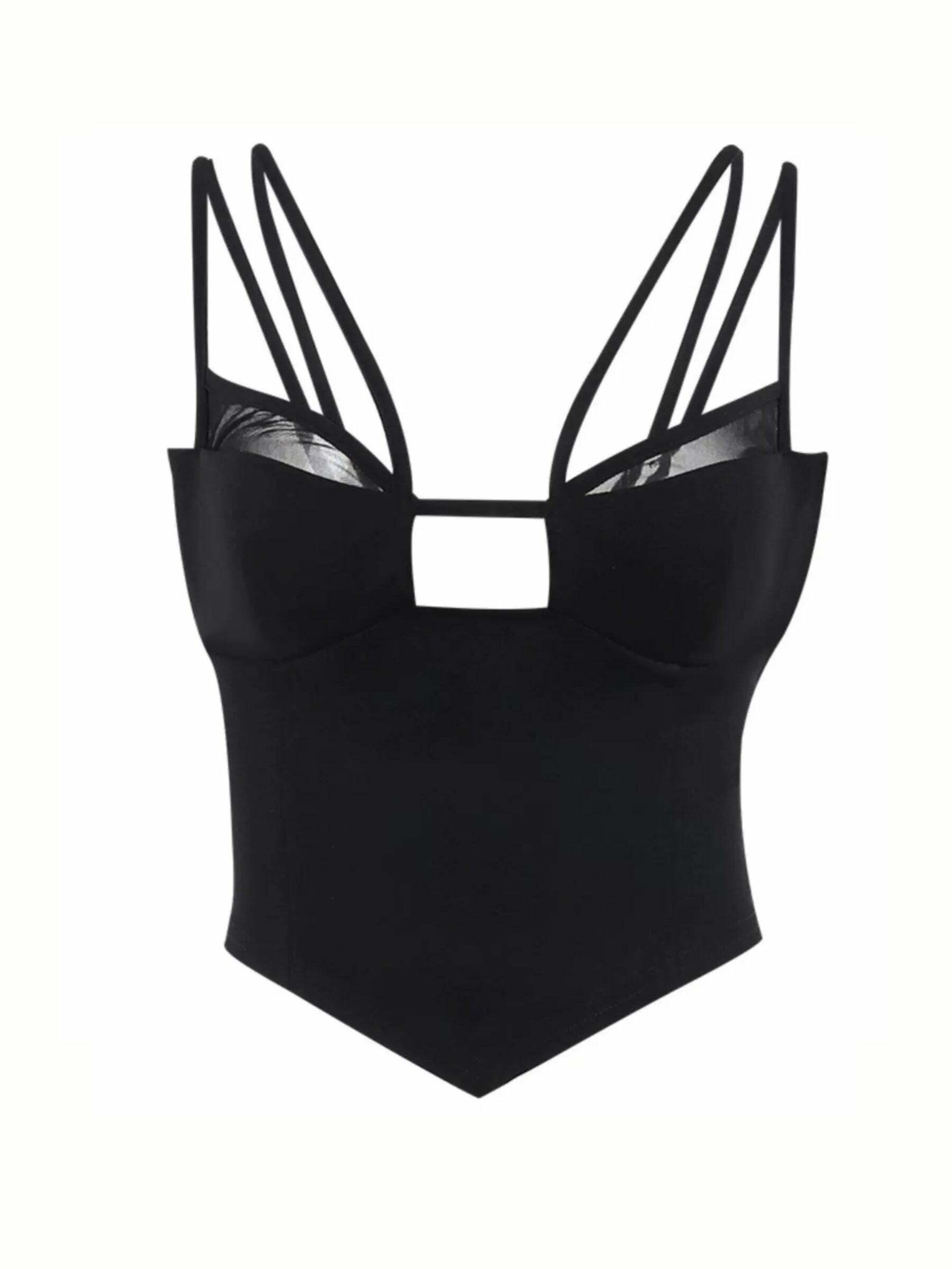 Mindy Strappy Crop Top - Y2K Summer Grunge, 90s Retro, Pastel Goth, Y2K Party & Club Out