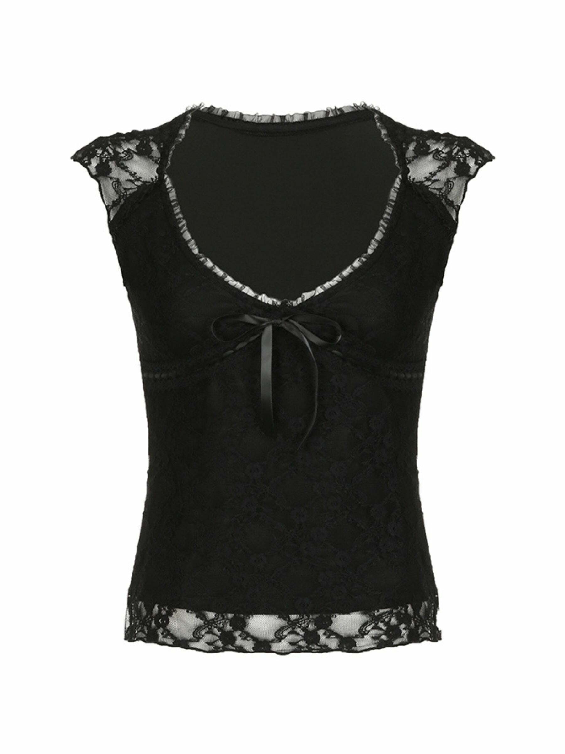 Minsa Lace T-Shirt - Y2K Summer Grunge, 90s Retro, Pastel Goth, Baby Tees, Y2K Club