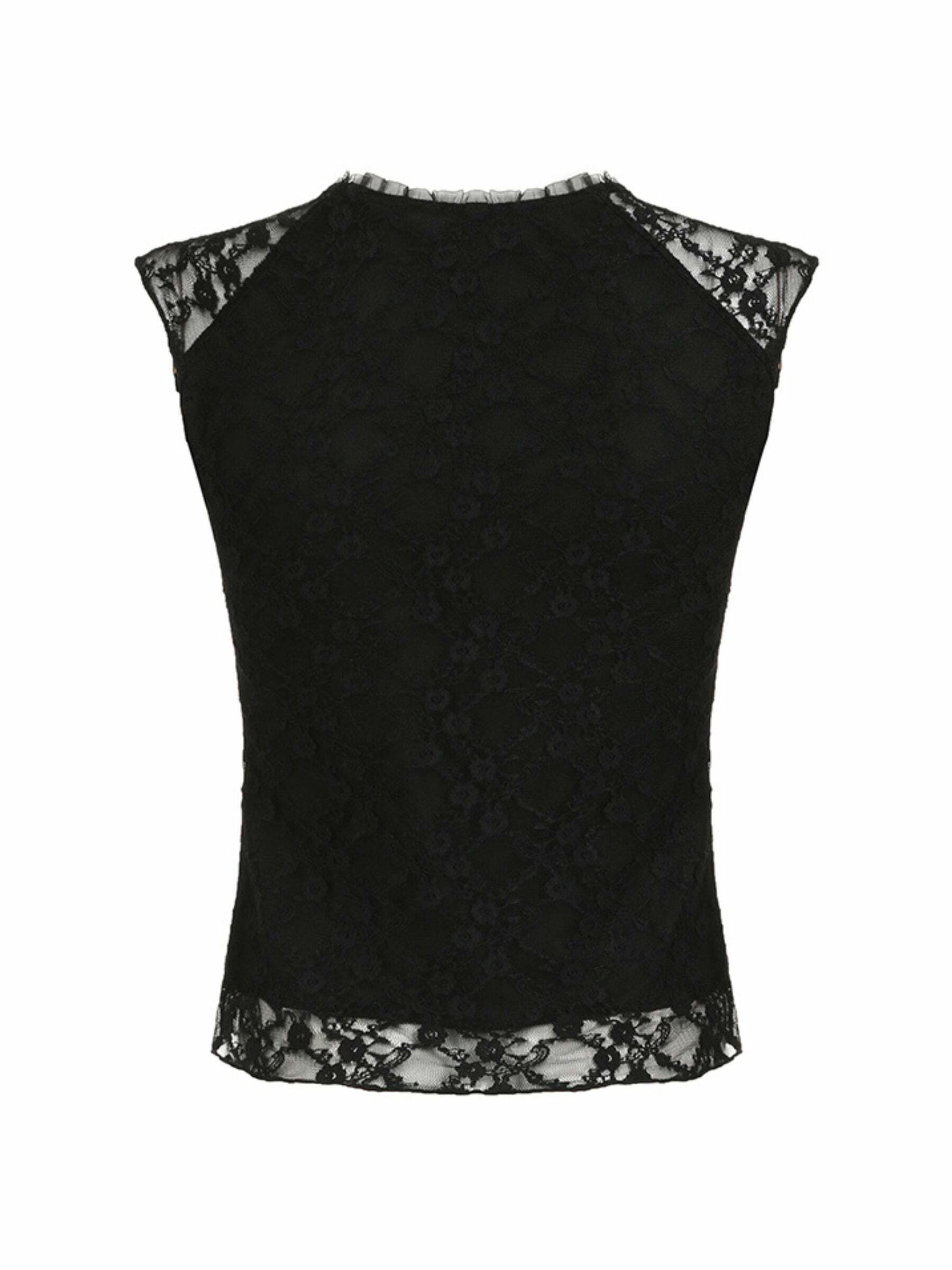 Minsa Lace T-Shirt - Y2K Summer Grunge, 90s Retro, Pastel Goth, Baby Tees, Y2K Club