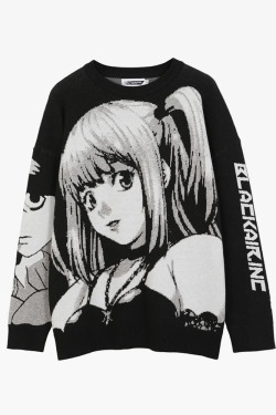 Misa Amane Y2K Grunge Sweater - 90s Fashion, Retro Style, Y2K Summer Outfits, Gothic Y2