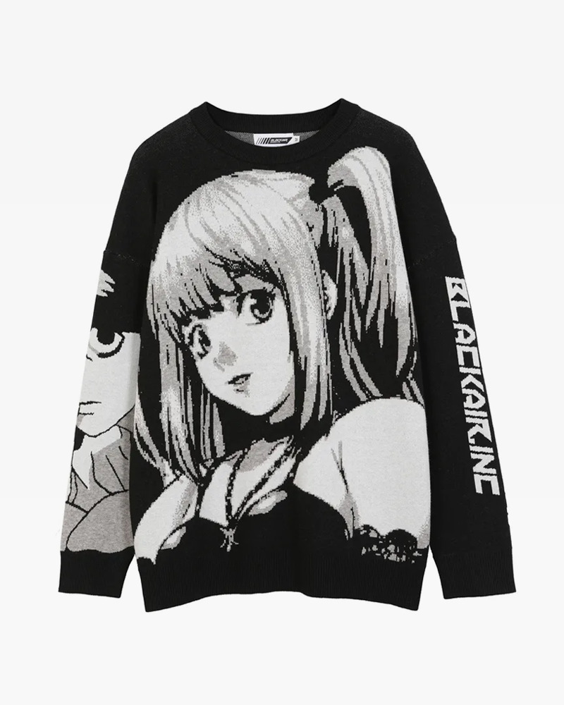 Misa Amane Y2K Grunge Sweater - 90s Fashion, Retro Style, Y2K Summer Outfits, Gothic Y2