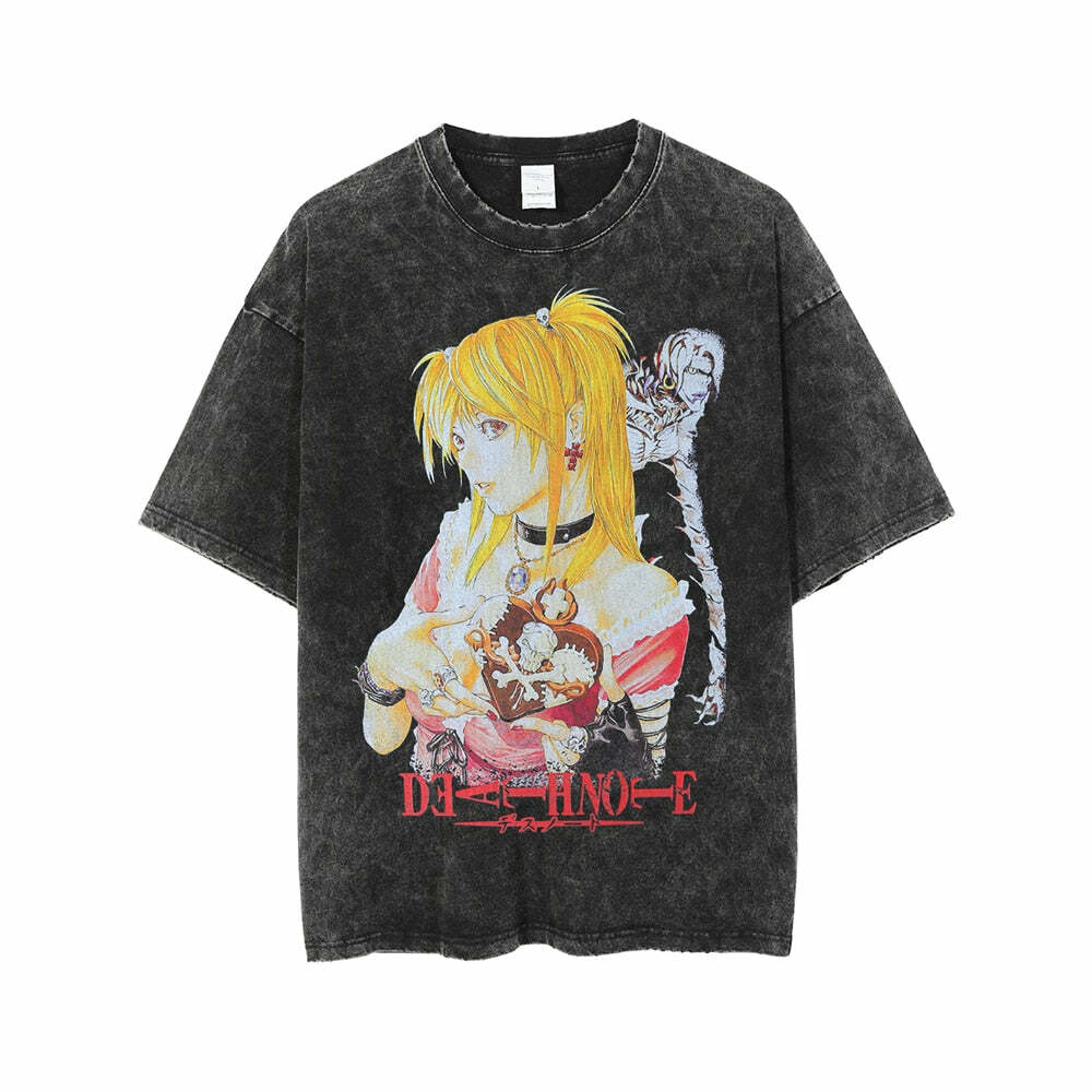 Misa Anime Vintage T-Shirt - Y2K Summer Grunge 90s Fashion Retro Goth Popstar Outfit