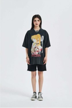Misa Anime Vintage T-Shirt - Y2K Summer Grunge 90s Fashion Retro Goth Popstar Outfit