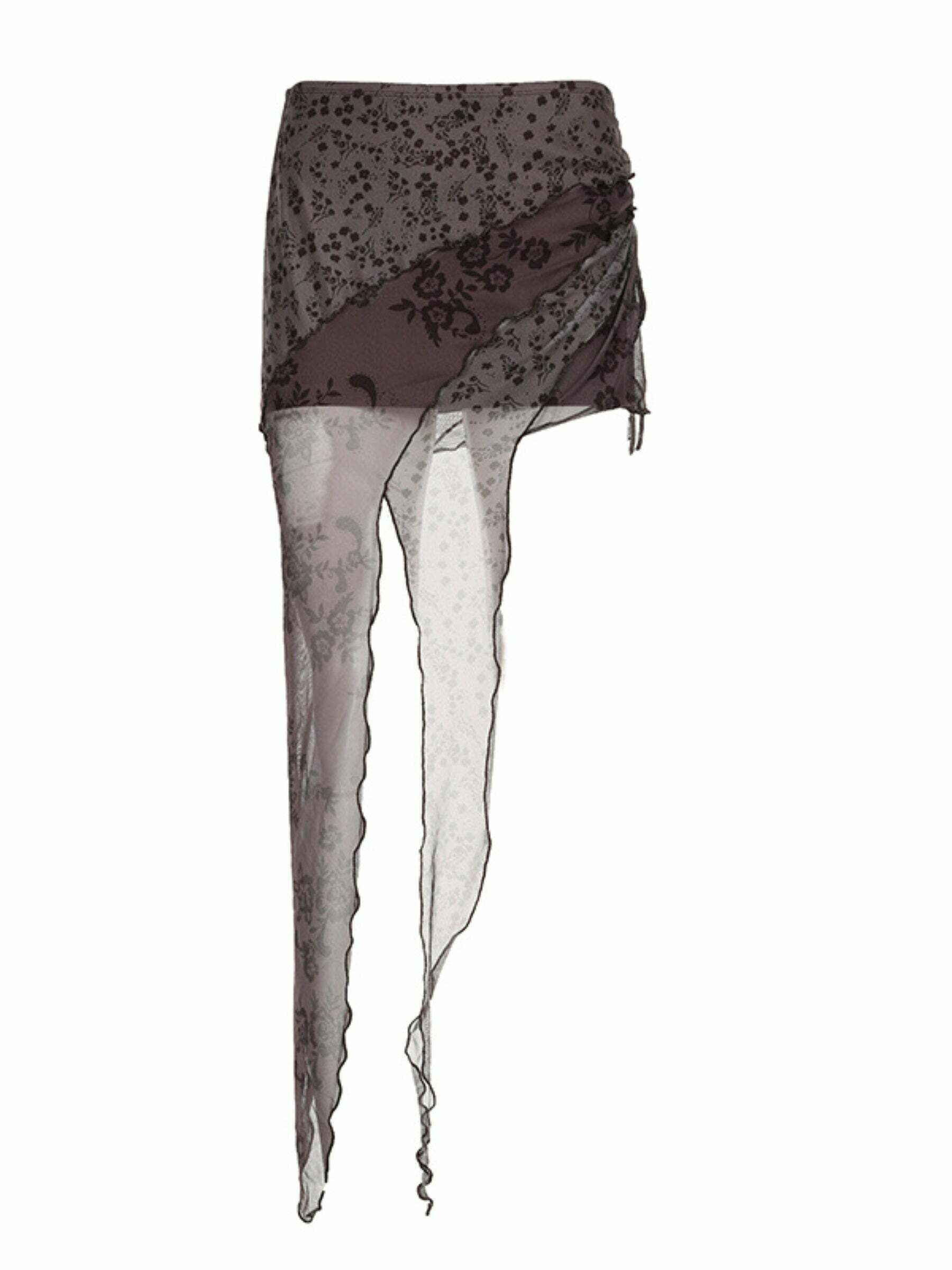 Miyah Mesh Bohemian Mini Skirt - Y2K Summer, 90s Grunge, Retro Style, Y2K Party Outfit