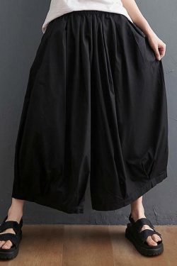 Modern Black High Waist Asymmetrical Cotton Linen Pants - Y2K Summer Grunge 90s Fashion