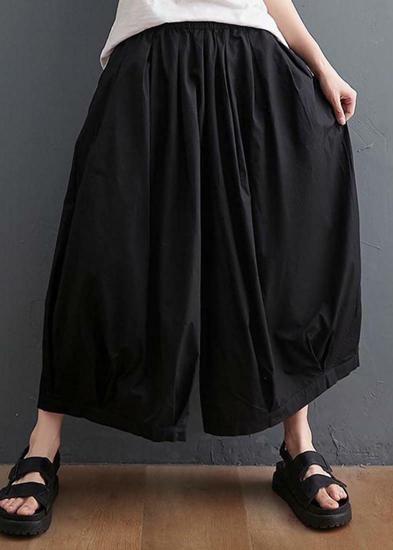 Modern Black High Waist Asymmetrical Cotton Linen Pants - Y2K Summer Grunge 90s Fashion