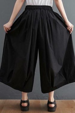 Modern Black High Waist Asymmetrical Cotton Linen Pants - Y2K Summer Grunge 90s Fashion