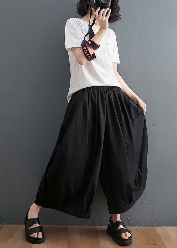 Modern Black High Waist Asymmetrical Cotton Linen Pants - Y2K Summer Grunge 90s Fashion