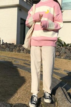 Moon Princess Striped Sweater - Y2K Summer, 90s Grunge, Retro 90s, Y2K Club & Party Out
