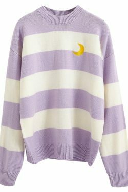 Moon Princess Striped Sweater - Y2K Summer, 90s Grunge, Retro 90s, Y2K Club & Party Out