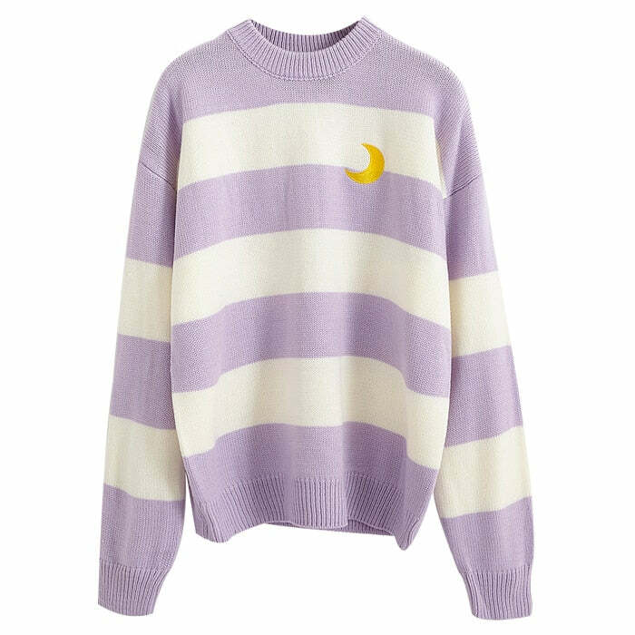 Moon Princess Striped Sweater - Y2K Summer, 90s Grunge, Retro 90s, Y2K Club & Party Out