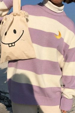 Moon Princess Striped Sweater - Y2K Summer, 90s Grunge, Retro 90s, Y2K Club & Party Out