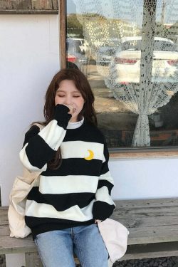Moon Princess Striped Sweater - Y2K Summer, 90s Grunge, Retro 90s, Y2K Club & Party Out
